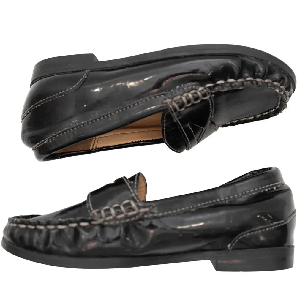 Cole Haan Toddler Black Patent Leather Moc Toe Air Penny Loafers Size 8